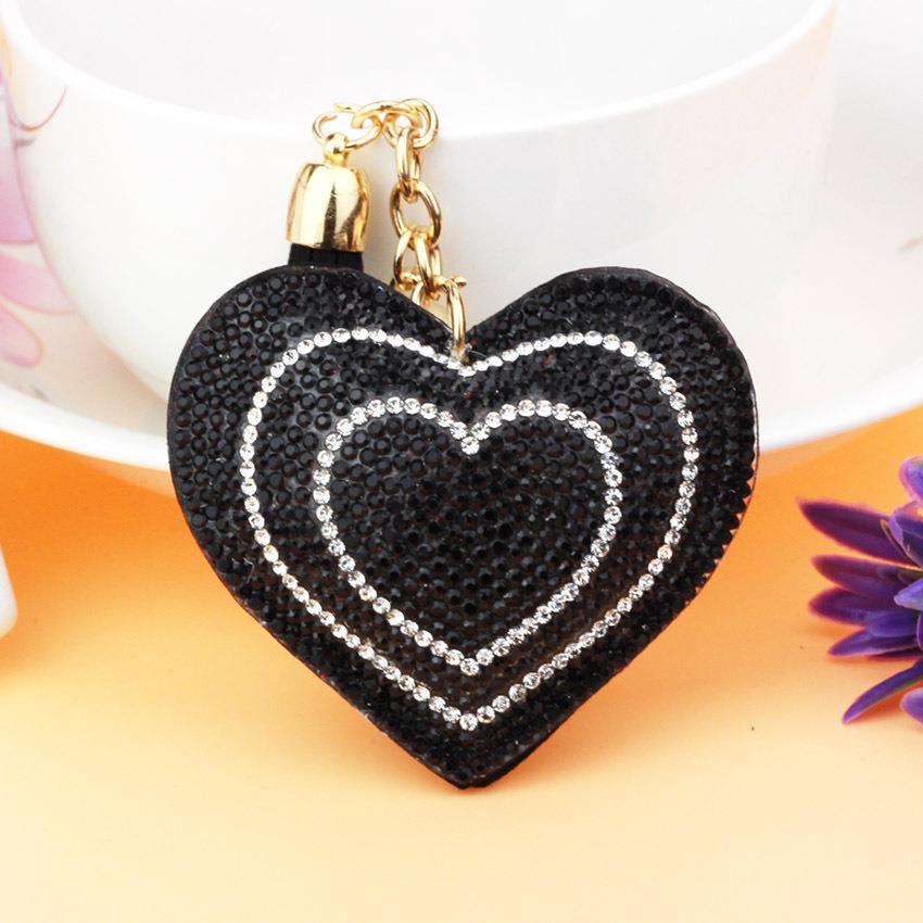 Wholesale Peach Heart Diamond Tassel Keychains